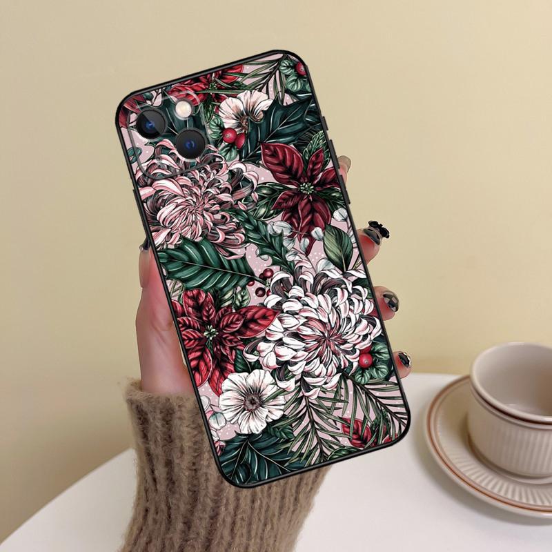 Painting Flowers Nature Leaves Phone Case For iPhone 14 Pro Max 17 Air 16 15 11 12 13 Pro Max mini 16 Plus 16e Cover Funda