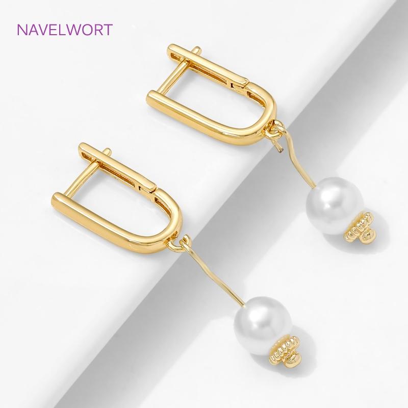 18K Gold Plated Brass Earring Fixtures,Smooth Earwires Earring Hooks,Fasteners For Earrings,DIY Jewelry Making Supplies