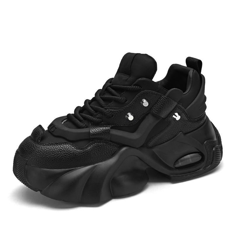 Spring new leather dad shoes platform student niche shoes leather sports
