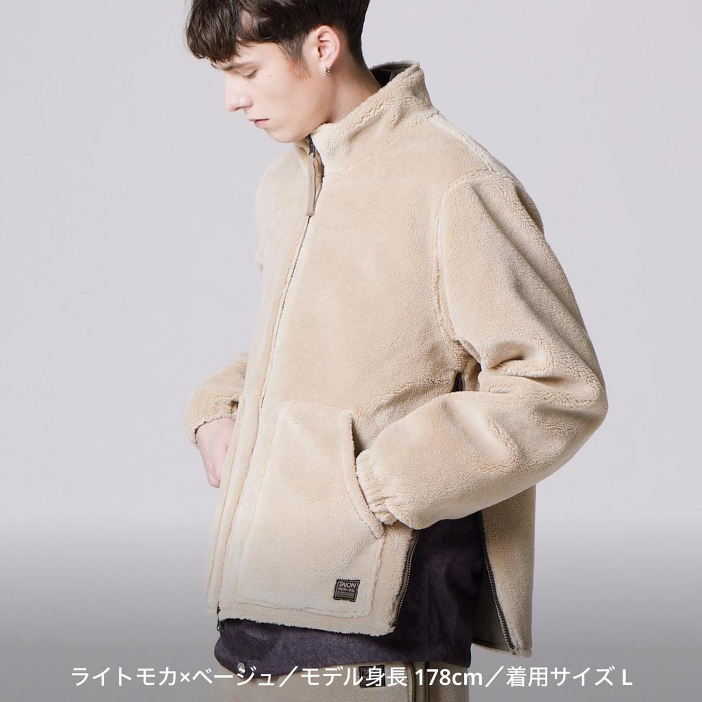 Taion Unisex Military Reversible Boa Jacket 2XL Non-Down High-Neck R102ZBNDML-1 Black/Cream