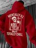 Retro Skull Element Fashionable Hoodie with Fun Letters, Suitable for Casual and Sports Wear, a Must-have Item for Autumn and Winter