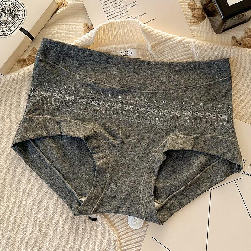 

Жіночі труси великого розміру Весна-Осінь Чиста бавовна 10A Антибактеріальні З подовженою ластовицею Висока талія XL сірий колір/чорний