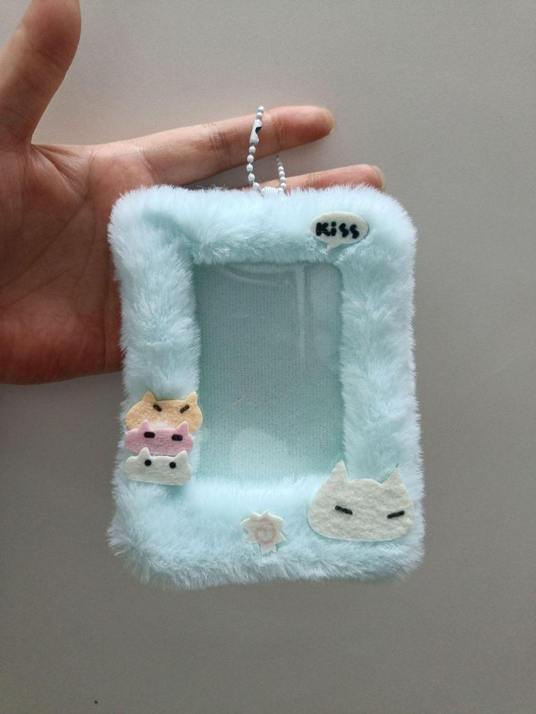 Chaveiro de Mochila de Pelúcia de Animal Fofo e Porta-Cartões - Pingente de 3 Polegadas para Fotos e Cartões