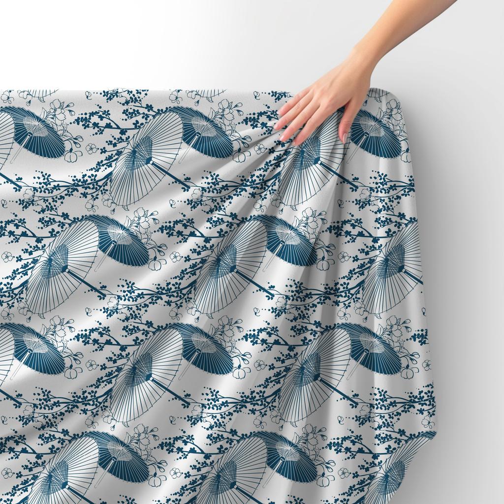 Royal Samt Stoff Polyester Zum Nähen - Motiv Japanische Regenschirme