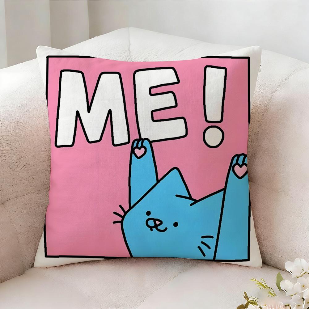 Cute Pink Cat Pattern Pillow Case Pillowcase Doublesided Printed Sofa Cushion Bedroom Headboard Pillow