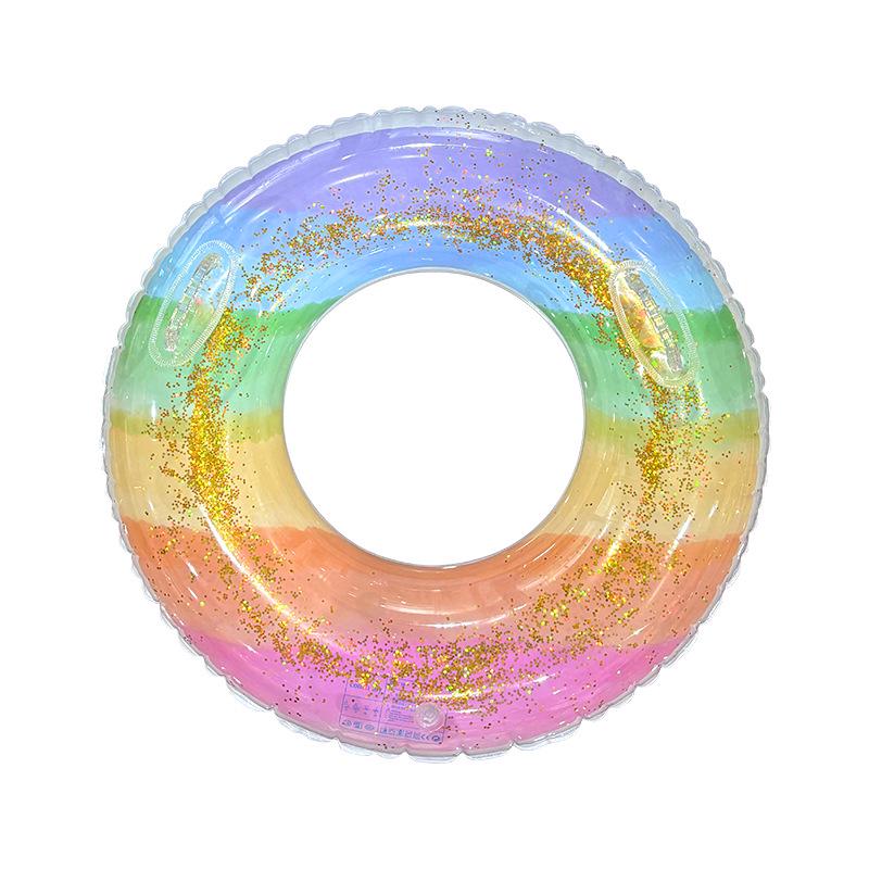 Starry Sky Sequin Mermaid Swim Ring: Thickened Inflatable Children's Float