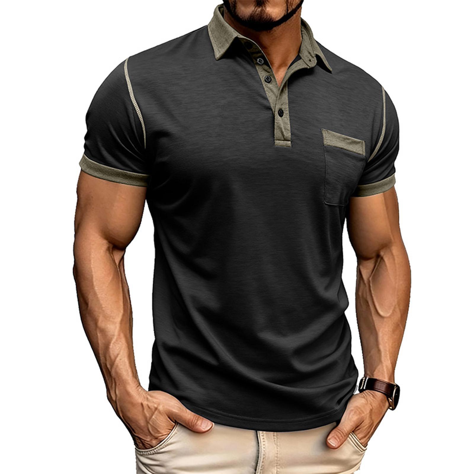 

Men s Casual Button,Down Collar Short,Sleeve Shirt XXL чорний