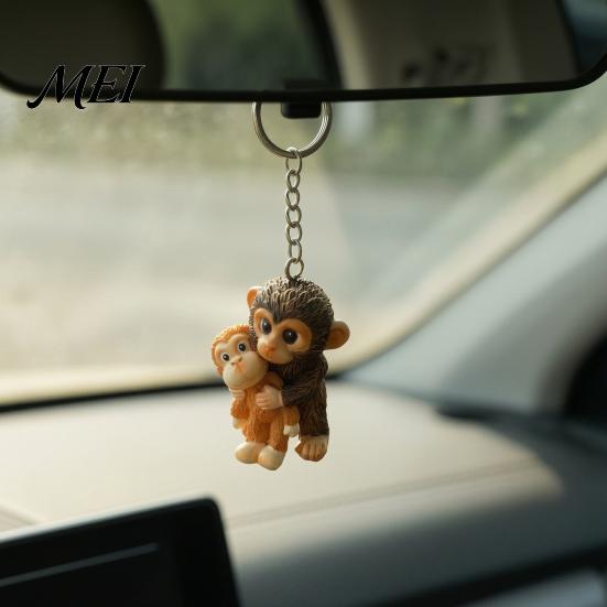 Durable Resin Bag Decoration 3D Monkey Punch Keychain, Protect The Hanging Ornament, Small Lover Gift Cute And Orangutan Keyring for Backpack