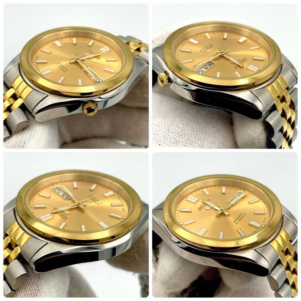 Used [Good condition] SEIKO Seiko 5 watch automatic analog 3-hand gold combination SNKC44J1 7S26-00X0 in operation