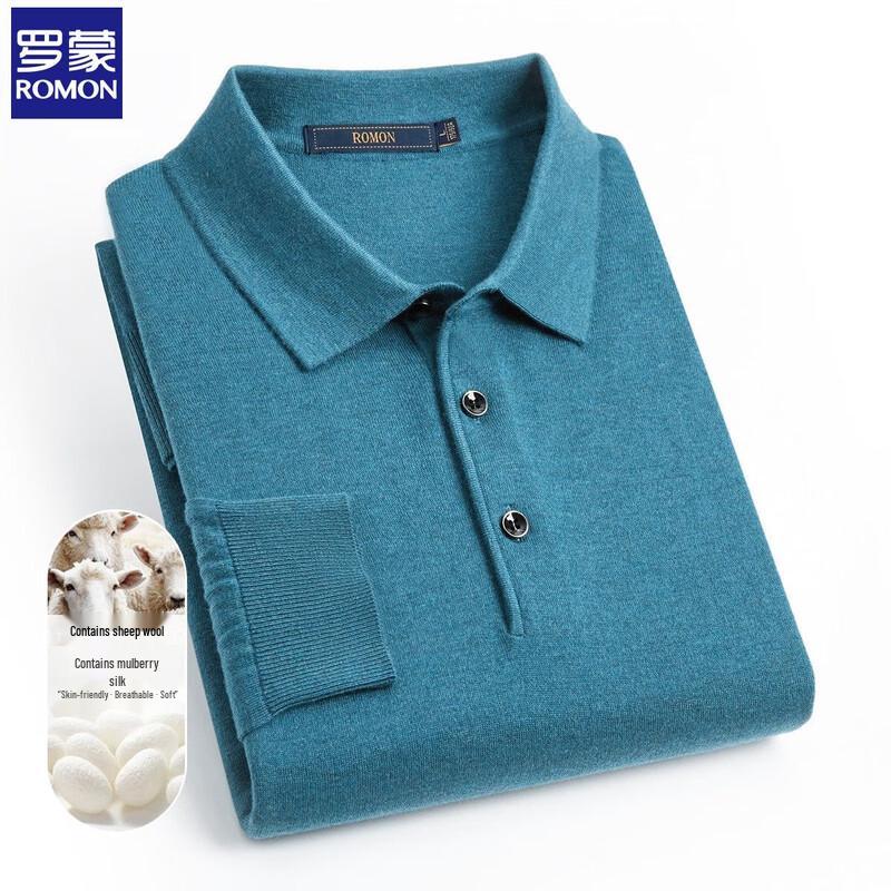 Romon Men s Wool Blend Knit Polo Shirt 3XL