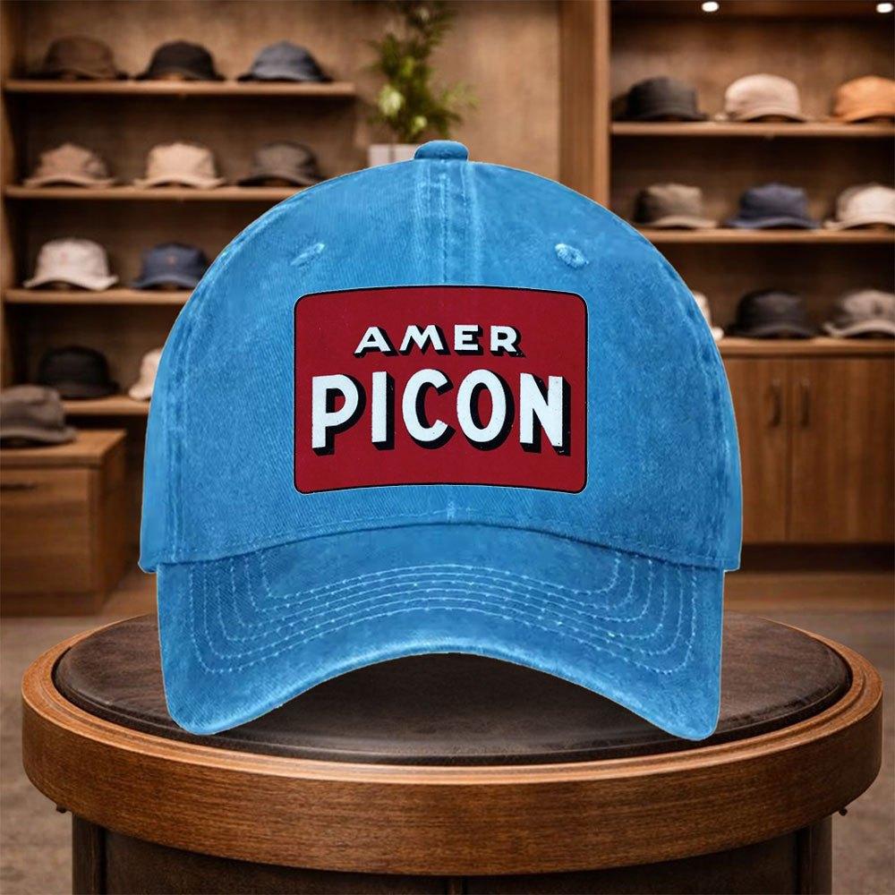 A MenS AmericanStyle PICON Red Vintage Logo Baseball Cap Adjustable for Outdoor Fashion Casual Wear Urban Style Lightweigh