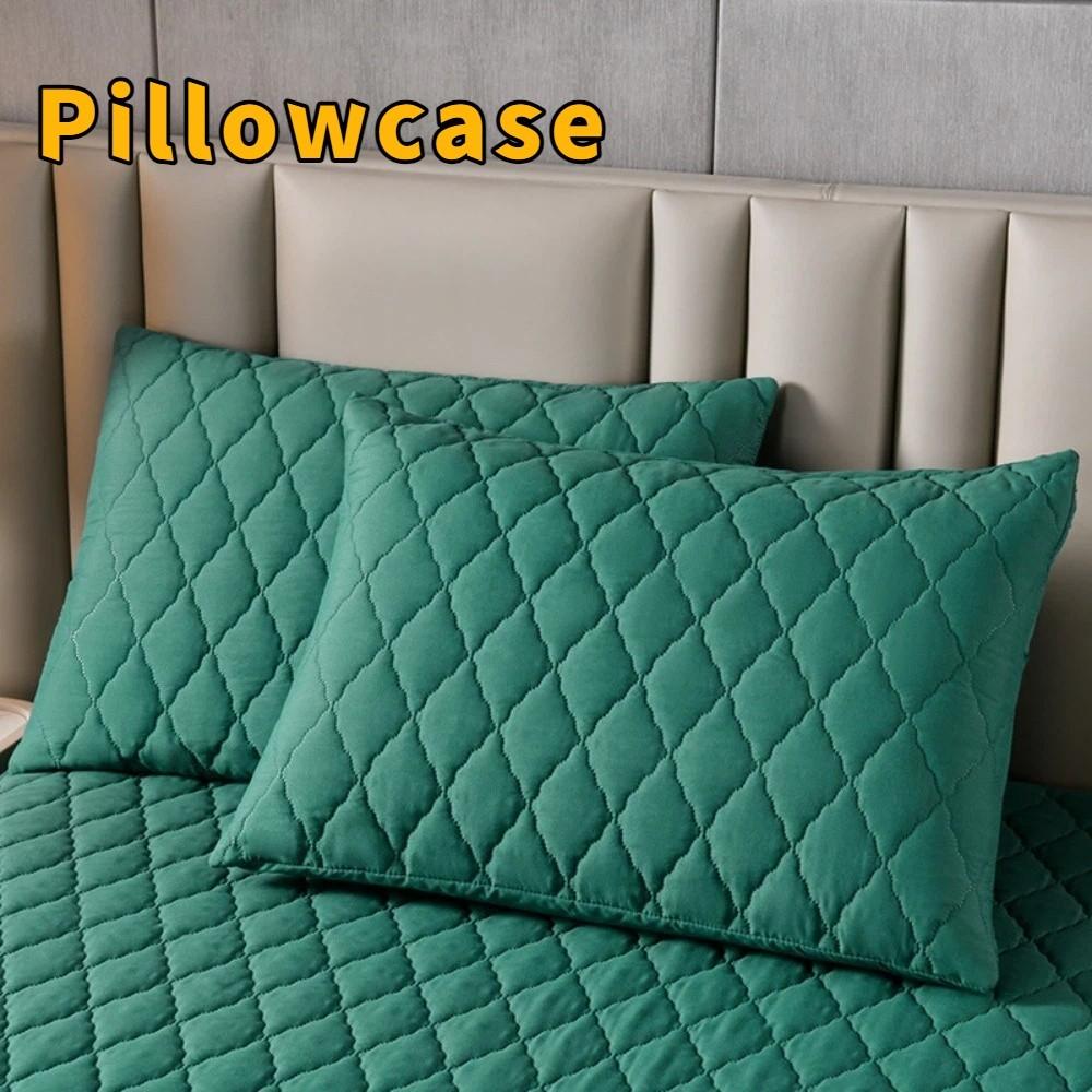

2pcs Nordic Style Quilted Pillow Case Breathable Pillow Protector Bedding Essentials зелёный
