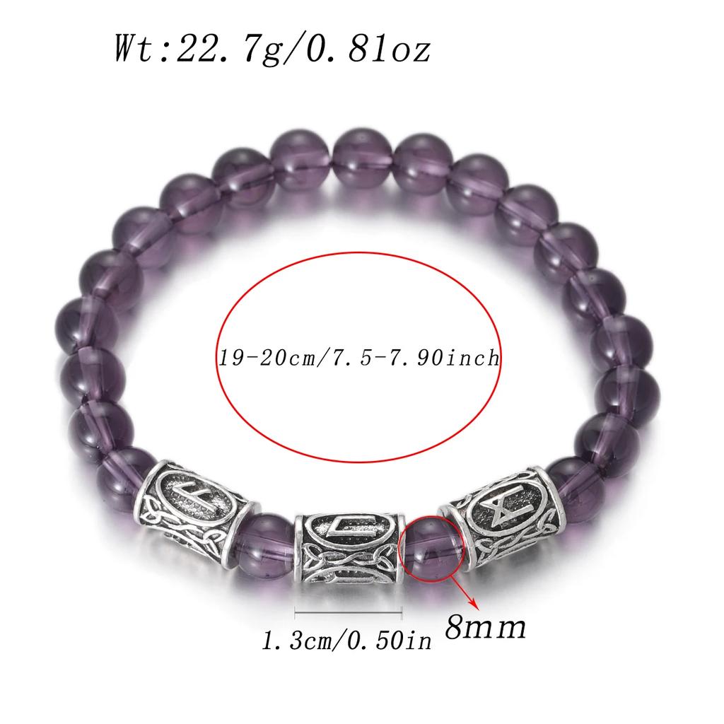 Viking Men Bracelet Norse Runes Stone 8mm Natural Jade Sodalite Turquoise Lava Beads Jewelry Bangles Homme Pulseras