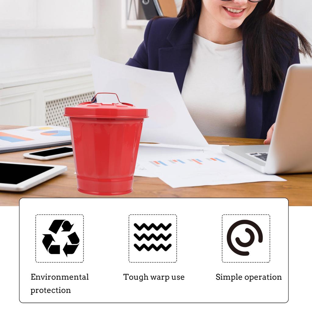 Car Trash Bin Can Garbage Outdoor Trashcan Debris Storage Flowerpot with Lid Disposable Red Mini Wastebasket Trash Office