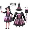 2025 Girls Halloween Cosplay Witch Dress With Hat Bag Costume Carnival Vestidos Kids Party Cosplay Dress Children Costume