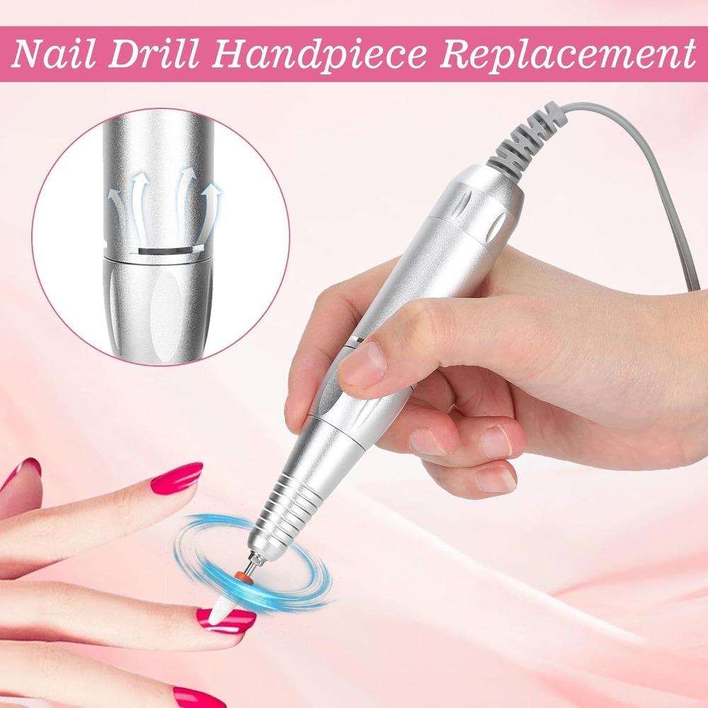 Portable Nail Drill Handle Silver Nail Drill Accessory Replacement Handpiece For Nail Grinding