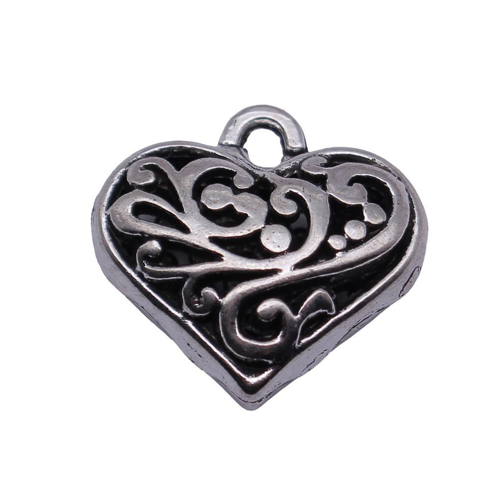 Filigree Heart Charms Antique Alloy Pendants For Vintage Floral Jewelry