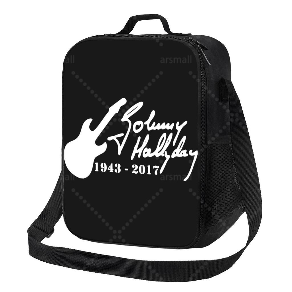 Sac à déjeuner en maille Johnny Hallyday avec bandoulière réglable Sac isotherme réutilisable Bento pour le travail Pique-nique Plage