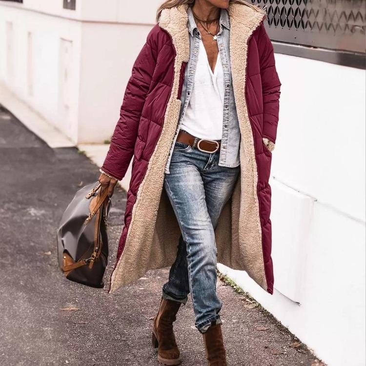 Slim Fit Double Sided Hooded Cotton Cardigan Jacket Long Sleeve Solid Color Coat