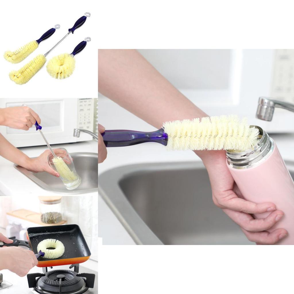 Long Handle Vase Cleaning Brush With Dense Bristles And Curved Design