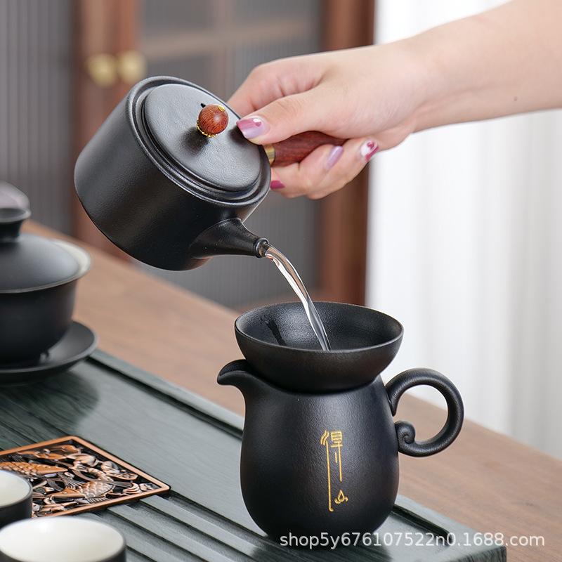 Household simple tea set set, the whole set of creative national style literature and art company opening gifts, high-end set of lettering