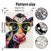 Colorful Cow with Glasses Pearl Painting Kit with Frame Sparkling Bead Canvas Creative Leisure Craft for Wall Decor and Home Gift
