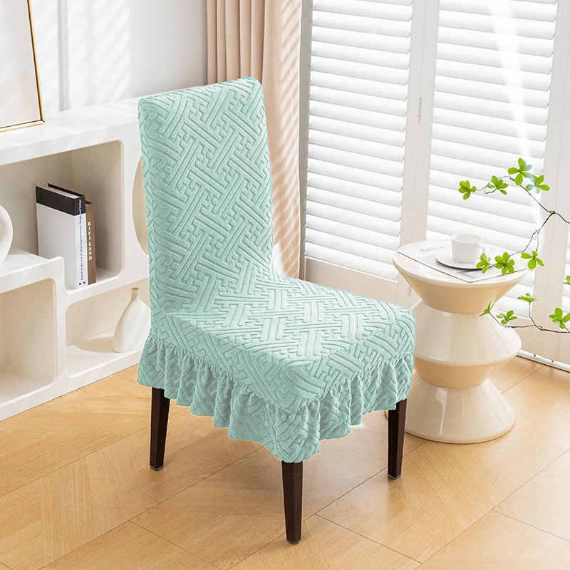 Stretchy Chair Cover With Skirt Universal Size Soft Comfortable Chair Cover For Dining Room Hotel Simple Dustproof Chair Cover