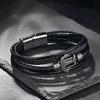 Leather Bracelet Stainless Steel Leather Braided Bracelet Ship Anchor Multi Layer Men's Leather Jewelry Bracelet