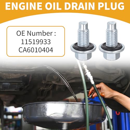 Partuto Oil Drain Plug Pan Thread Repair No.11519933 - Car Sump Drain Nut Oil Drain Bolt - Metal Silver Tone for Buick - 2pcs