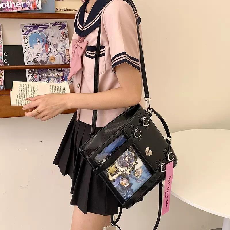 Style Japanese Solid Color Backpack Outdoor Large Capacity Transparent Itabag