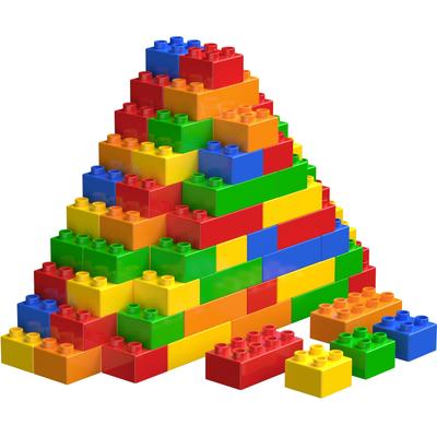 HIUME Large Building Block Set 4 Compatible Toy for [High-Value] 150-Piece (5 Colors, Shapes) - Duplo/Anpanman [Educational Toddlers]