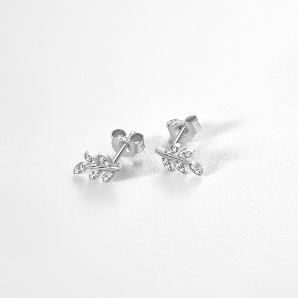 ANDYWEN 925 Sterling Silver Gold Zircon CZ Crystal Leafs Stud Earring Piercing Women Wedding Jewelry Clips Luxury Jewelry