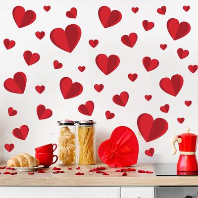 Adesivi Murali a Forma di Cuore per San Valentino PVC Autoadesivi Decorazioni per la Casa Decalcomanie d'Amore per Stanza Atmosfera Festiva