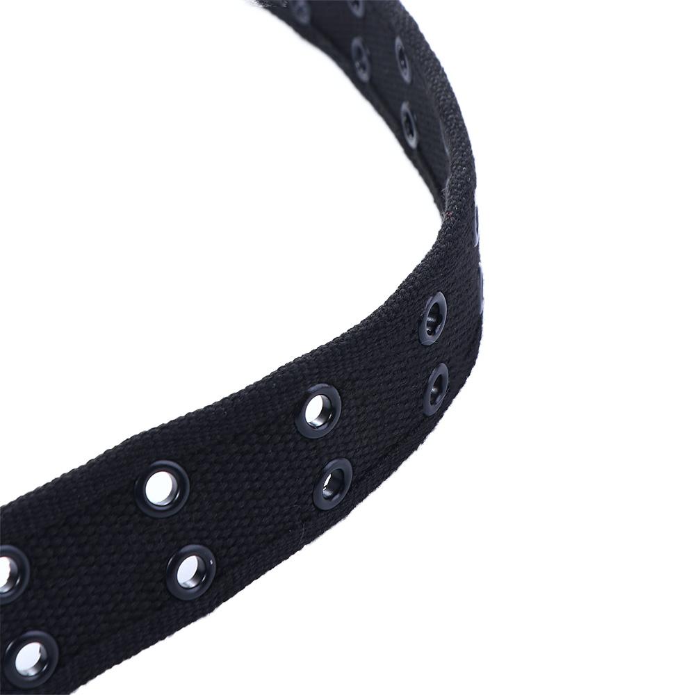 Women Hollow Metal Buckle Canvas Waist Belt Korean Waist Strap Man Waistband Double Grommet Hole