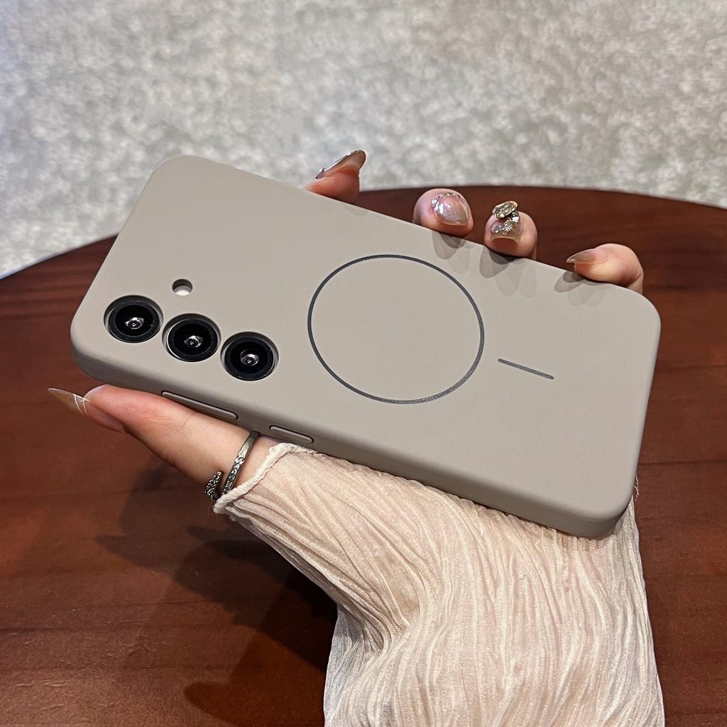 Geeignet für Samsung S25 Magnetische Saug Handyhülle Flüssiges Silikon S25ultra Objektiv Vollabdeckung Anti-Fall Schutzhülle für Männer und Frauen