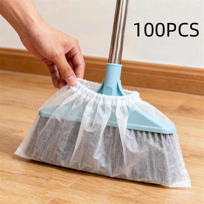 100 Pcs Disposable Non Woven Dust Mop Replacement Covers Electrostatic Adsorption No Wash Needed For Home Daily Floor Wall