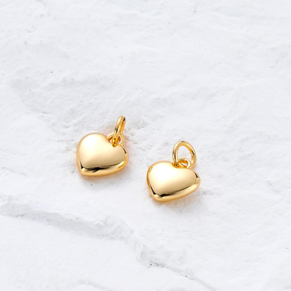 4Pcslot 14K 18K Gold Plated Heart Charm With Jump Ring Necklace Making Supplies Solid Love Pendant For Diy Jewelry Accessories