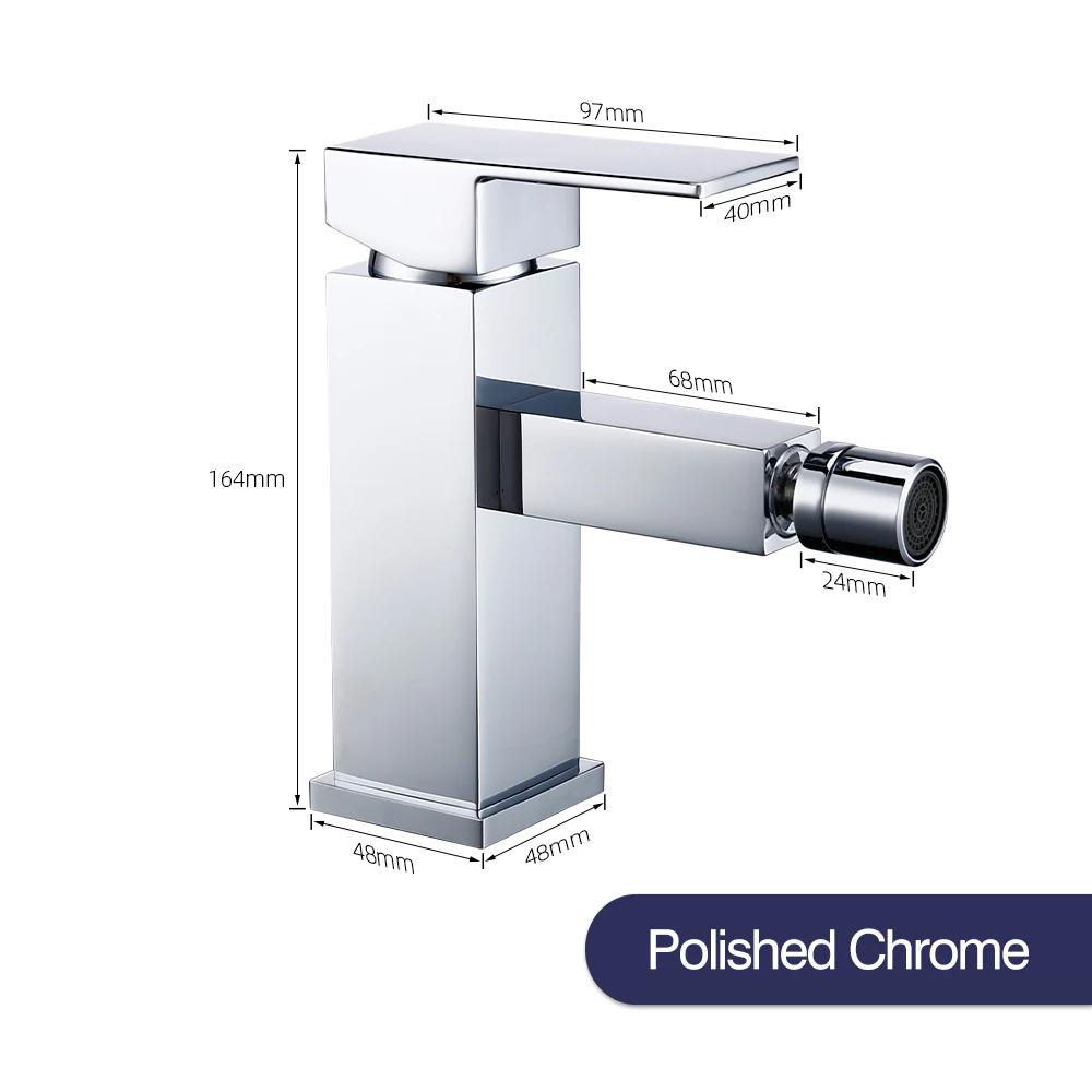 Brushed Gold Bidet Faucet Bathroom Sink Tap 360 Swivel Round Nozzle Square Hot And Cold Mixer Deck Mounted
