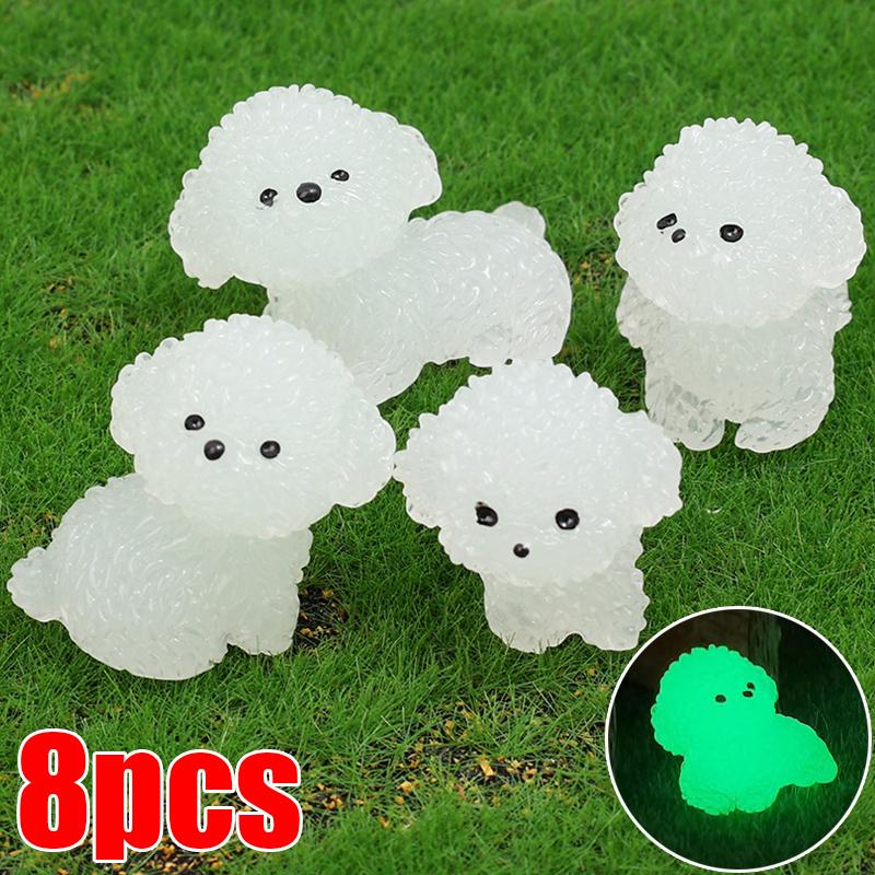 Luminous Cute Puppy Bichon Frise Small Ornaments Car Center Console Lighting Decoration Universal Cars Interior Accessories