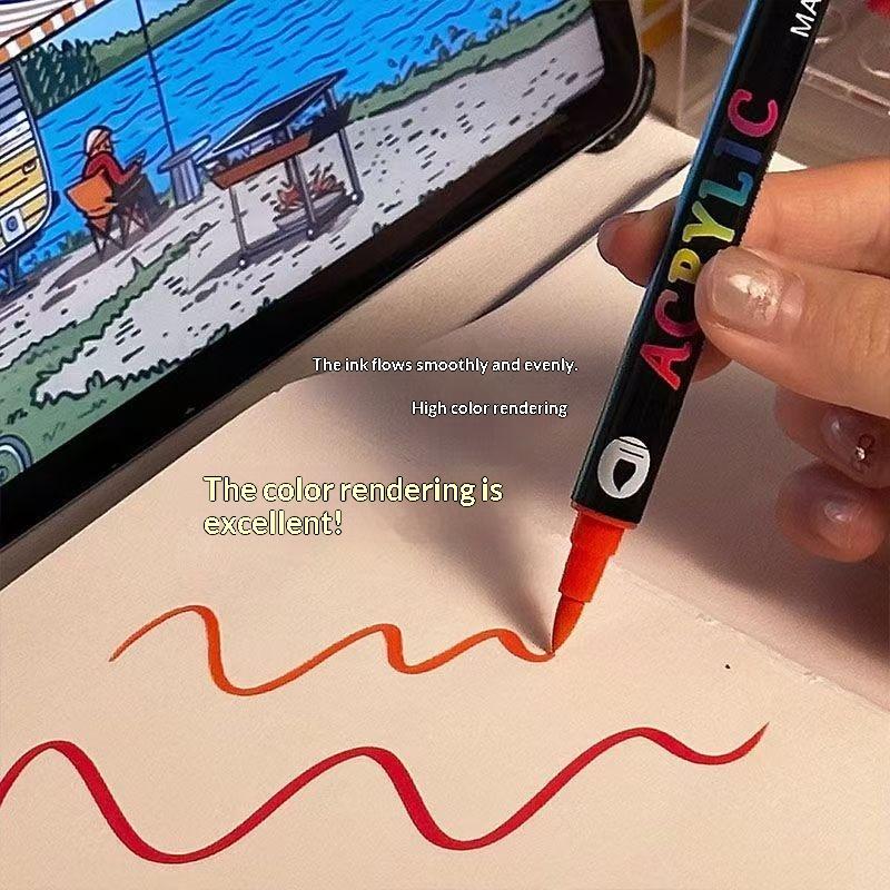 120 Colors Dual Tip Acrylic Paint for Canvas Perfect Choice for Detailed Drawing Work