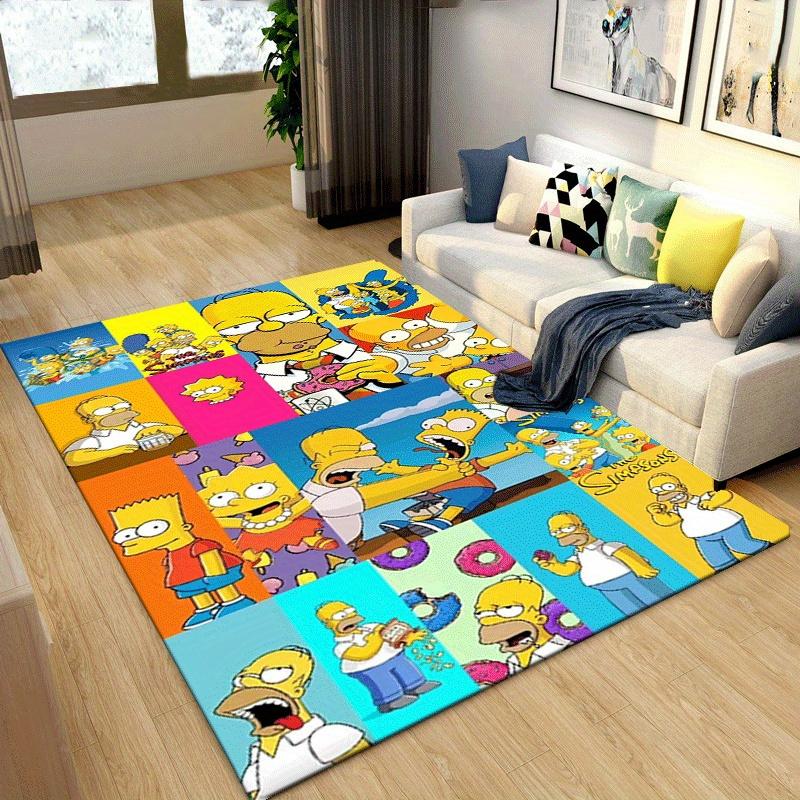 1pc The Simpsons Pattern Area Rug Soft Flannel Floor Mat for Living Room,Office,Bedroom and Carpet,Sofa Coffee Table Floor Mat