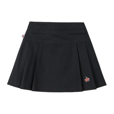 X Kirsh Kollaboration Life Serie Einfarbiger Mid-Waist Faltenrock Atmungsaktiv Lässiger Rock Damenröcke Schwarz 162428207-2