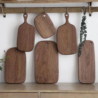 Solid Wood Chopping Boards with Handle, Cutting Board, Black Walnut Fruit Cutting Board, Western Restaurant Bread Board