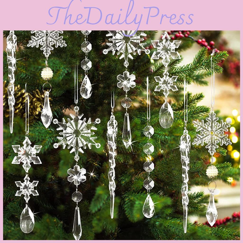 Elegant 10 Piece Christmas Tree Decoration Set With Acrylic Pearl Ornaments And Snowflakes