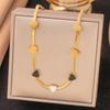 French Titanium Steel Heart Choker Necklace And Bracelet Set Sweet Peach Heart Tassel Design Women Jewelry