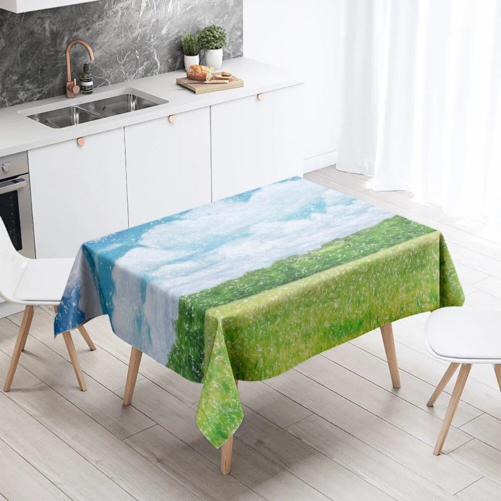 Blauer Himmel Landschaft Tischdecke Heimdeko Fleckenabweisend Wasserdicht Dekoration Rechteckig Küche Kamin Arbeitsplatte