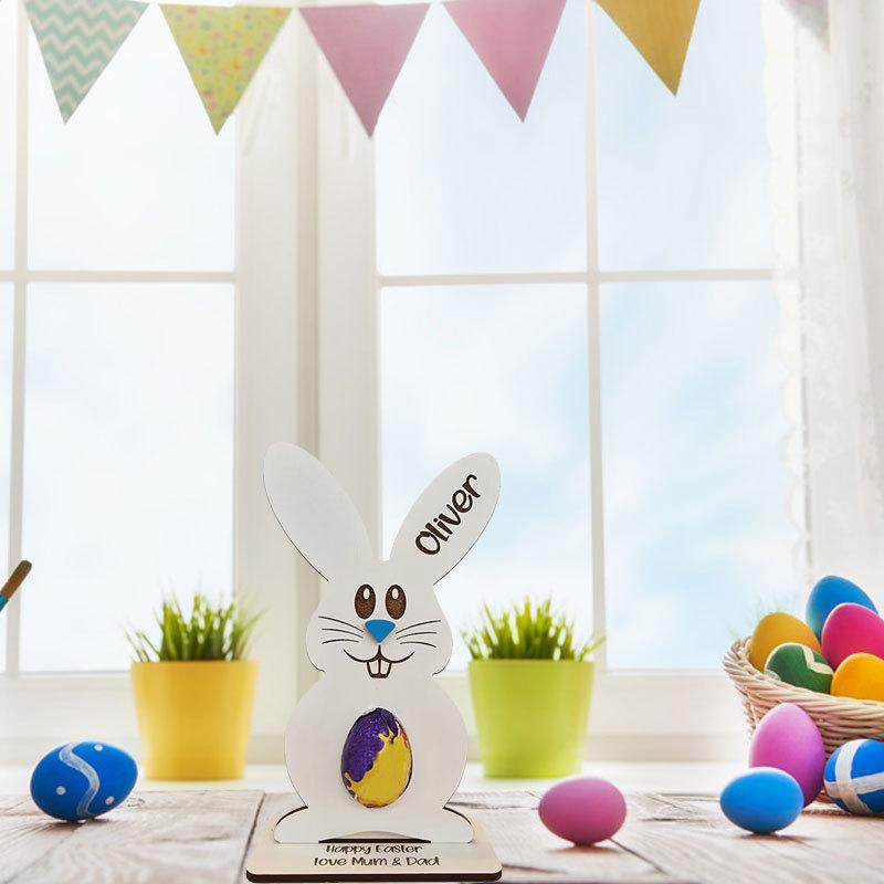 Wooden Egg Stand Bunny Egg Rack Wooden Easter Bunny Egg Holder For Kinder Eggs Personalized Table For Kids For Chocolate