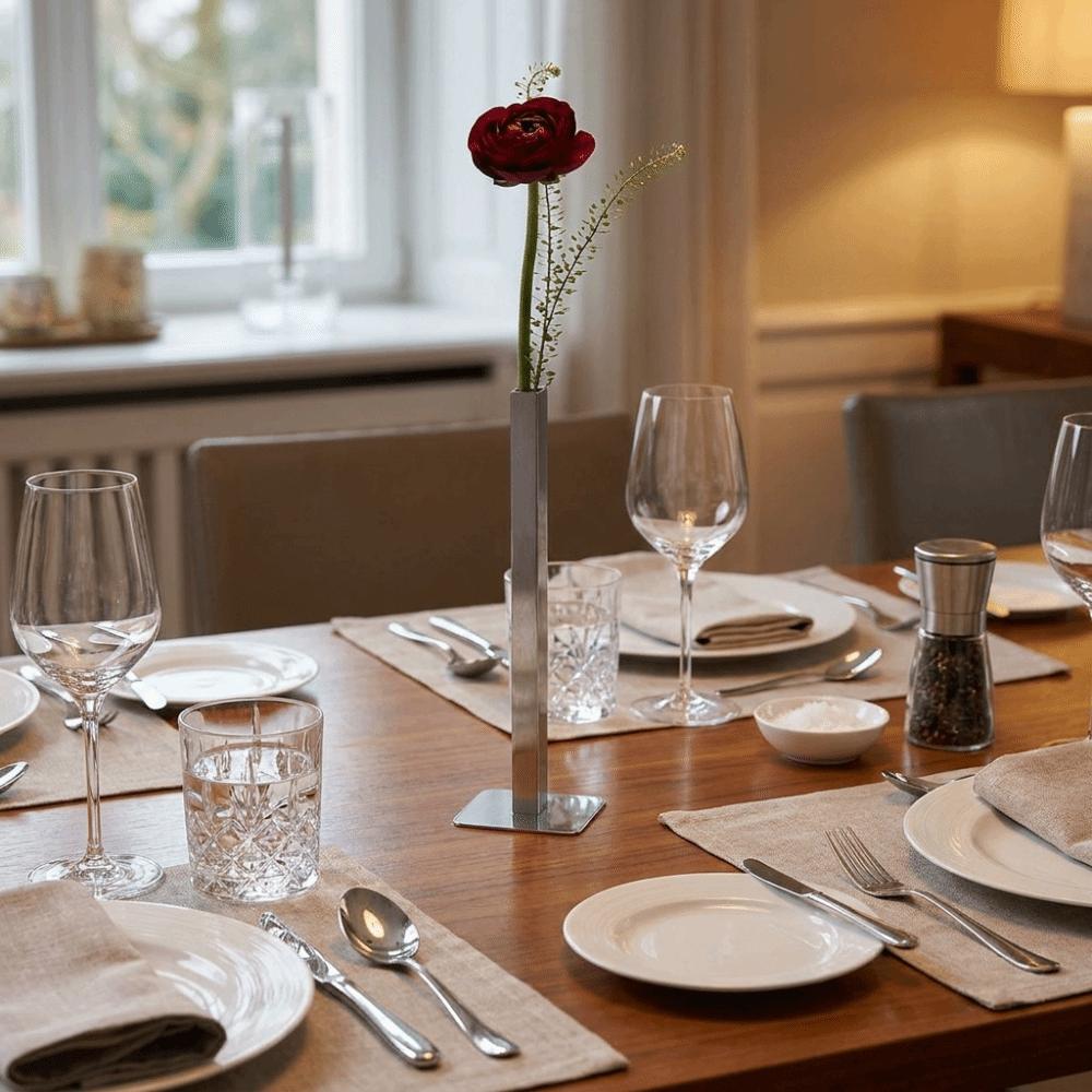 Nordic Light Luxury Vase Unique Metal Tube Vase Geometric Vase Table Centerpiece