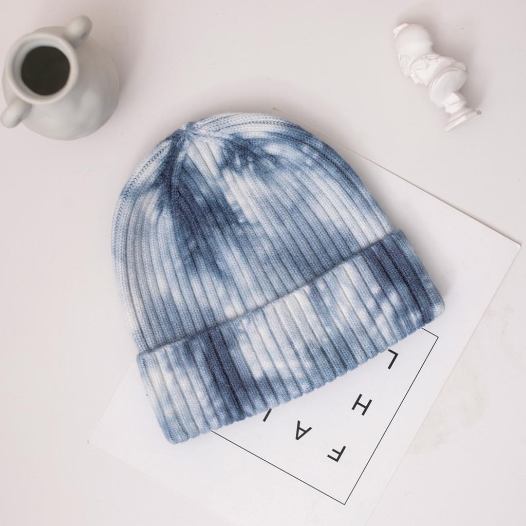 Cross-Border Trendy Tie-Dye Knitted beanie Unisex Hip-Hop Sports Warm Japanese Style Thickened Cold Hat