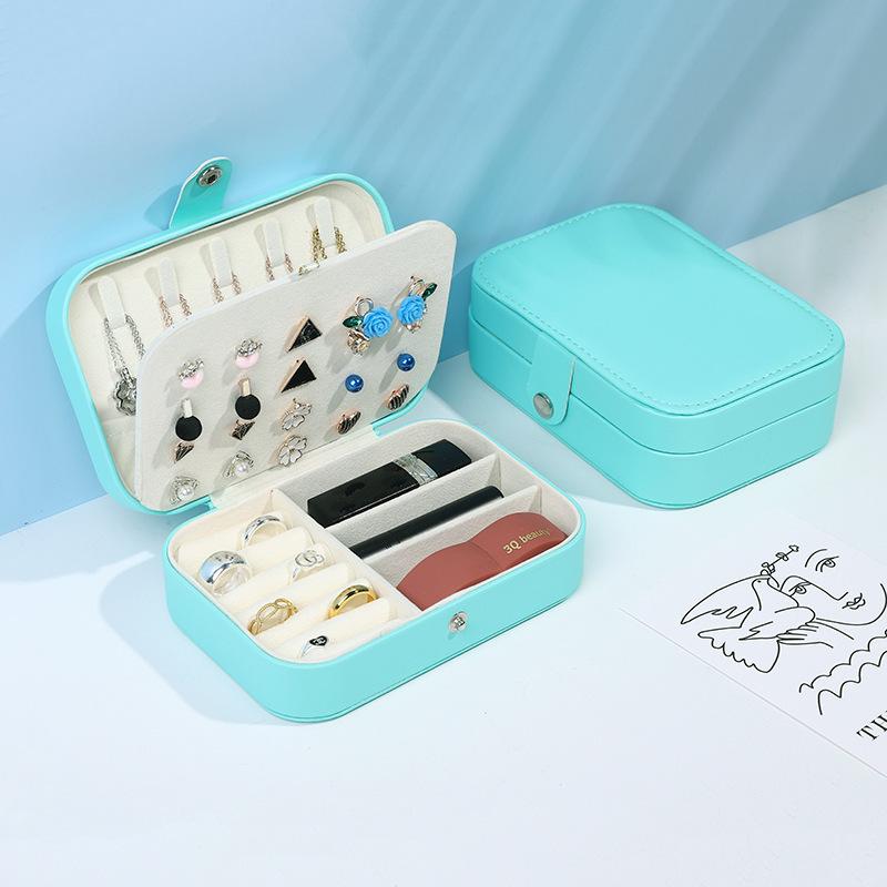 

1 шт. Роскошная шкатулка для хранения ювелирных изделий из искусственной кожи, органайзер с несколькими отделениями для серег, ожерелий, колец, портативная для дома, офиса, путешествий, шкатулка для ювелирных изделий синий